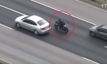 Saatda 200 кm/s hərəkət edən motosikletçini polis saxladı - VİDEO