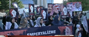 İstanbulda Səudiyyə konsulluğu önündə etiraz aksiyası keçrilib- VİDEO, FOTO